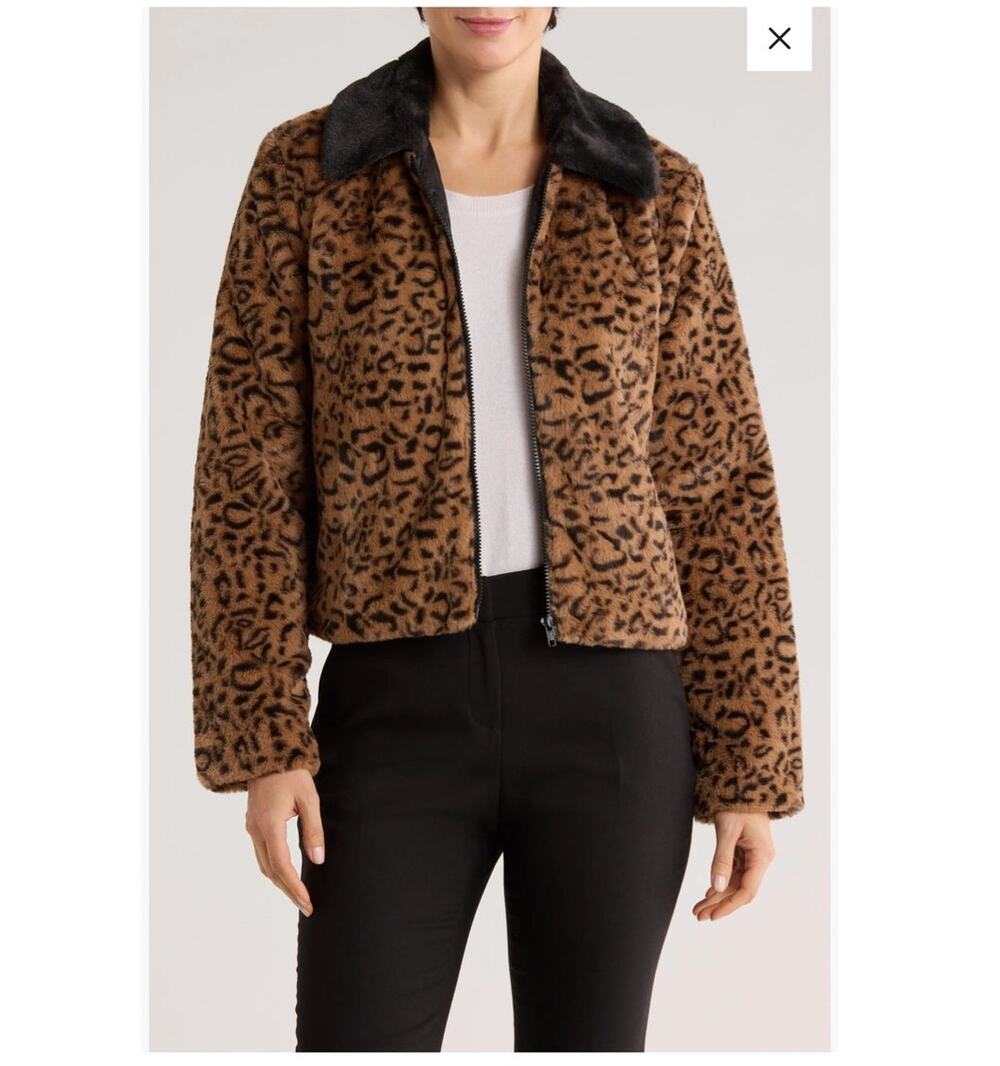 Elie Elie Tahari Animal Print teddy Jacket SZ XL